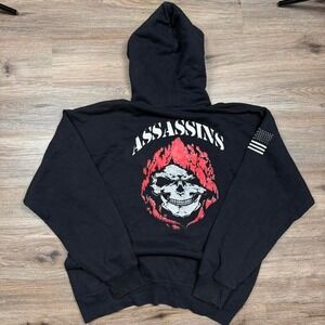 black skull military streetwear style graphic heavyweight hoodie